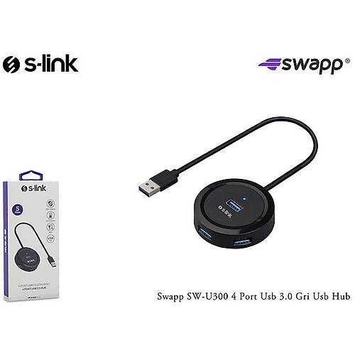 S-Link SW-U300 USB 3.0 to 4 Port USB 3.0 Siyah Yuvarlak USB oklayc Hub