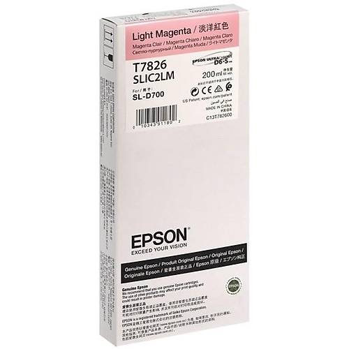 Epson C13T78260N SL-D700 T7826 Surelab 200Ml Ak Krmz Orijinal Inkjet Kartu