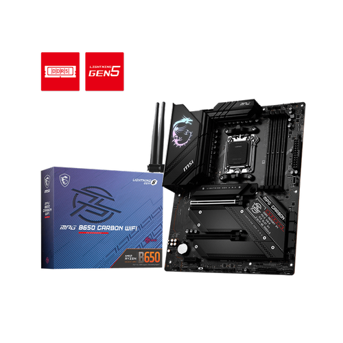 Msi MPG B650 CARBON WIFI Sc-AM5 B650 DDR5 6600Mhz M.2 2.5Gbit Wi-Fi 6E ATX AMD Anakart