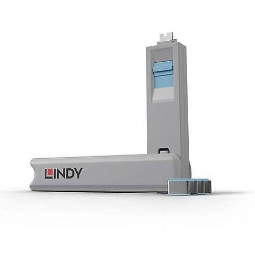 Lindy LIN-40465 4 l� USB Type C Mavi USB Kiliti Type C Bloke A�ma Kiliti