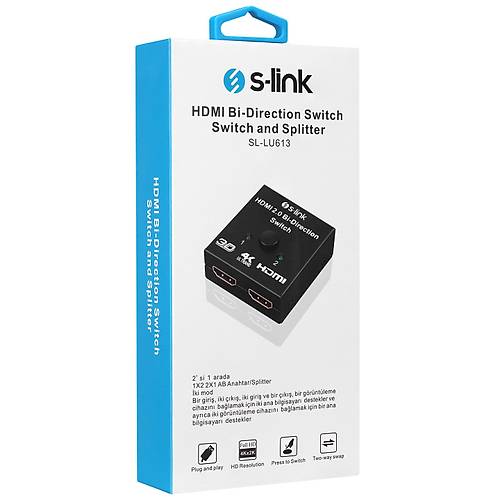 S-Link SL-LU613 1 Port Girii 2 Port k HDMI ift Ynl Grnt Splitter