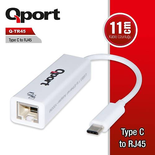 Qport Q-TR45 USB Type C to RJ45 Gigabit USB Ethernet Adaptr