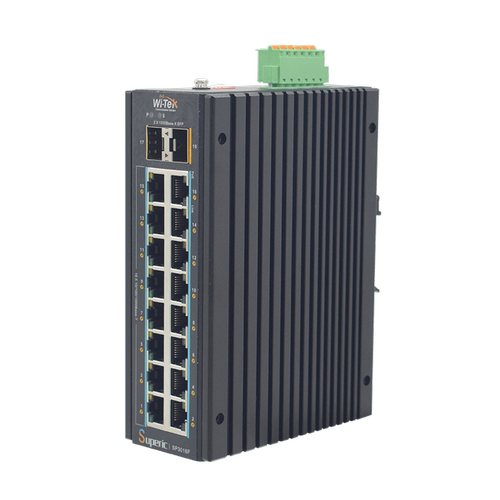 Wi-Tek WI-SP3018F 16 Port Gigabit PoE 2 SFP 4GE 240W Endstriyel PoE Switch