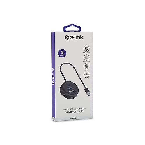 S-Link SW-U300 USB 3.0 to 4 Port USB 3.0 Siyah Yuvarlak USB oklayc Hub