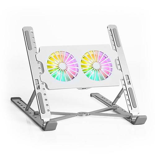 Tx TXACNBPS02 11-15.6 nch 2 RGB Fan l 8x Ykseklik Ayarl Alminyum Katalabilir Notebook Soutucusu