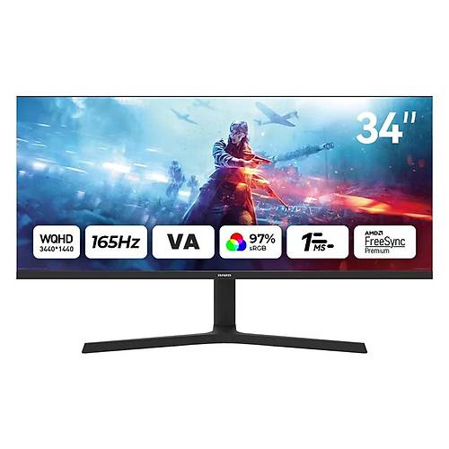 Aiwa MP3424-Y 34 inhc 3440x1440 1ms 165Hz Multimedia HDMI DP Curved UWQHD Oyuncu Monit�r�