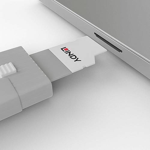 Lindy LIN-40478 4 l� Pket Beyaz SD Port Kilidi ve 1 Adet SD Port Kilit A�ma Anahtar�