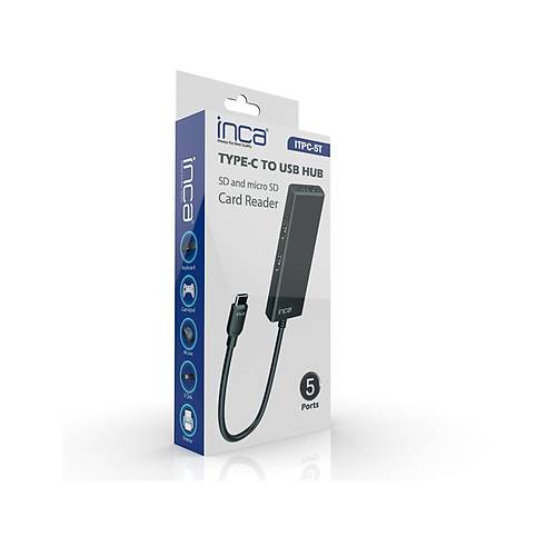 Inca ITPC-5T US TYPE C to 3 Port Usb 3.0 Kart Okuyucu