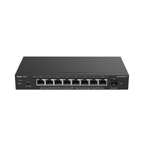 Ruijie RG-ES209MG-P 8 Port 2.5Gbit Poe+ 1 Port 10G SFP 130W Cloud Y�netilebilir PoE Switch
