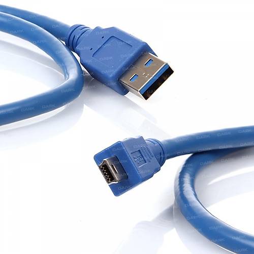 Dark DK-CB-USB3MINI 0.50 Mt USB 3.0 to mini USB Erkek-Erkek Mavi Data arj Kablosu