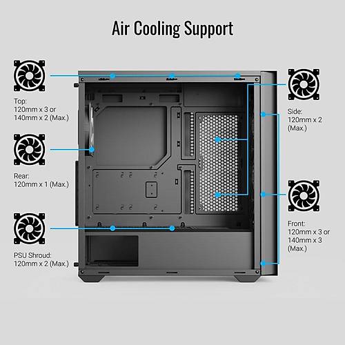 Aerocool AE-D502A-BK PSU YOK 4x12cm ARGB Tempered Cam ATX Bilgisayar Kasas�