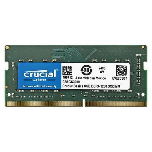 Crucial Basics CB8GS3200 8GB 3200MHz DDR4 CL22 Notebook Bellek