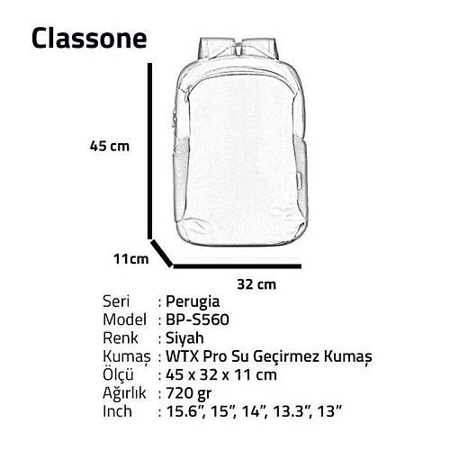 Classone BP-S560 15.6 inch Perugia Su Geirmez Kuma Siyah Notebook Srt antas