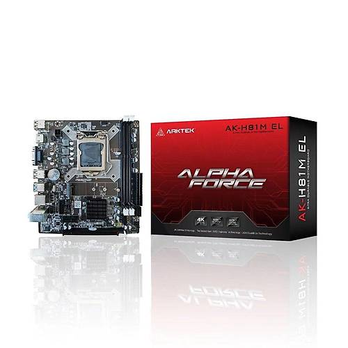 Arktek H81 ALPHA FORCE AK-H81M EL Sc-1150 DDR3 1600Mzh SATA HDMI mTAX INTEl Anakart