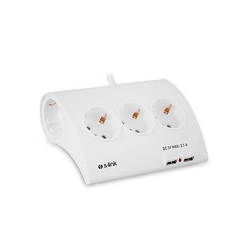 S-Link SPG9-5-15 1.5 Mt Kablolu 5 li 2 x 2.1A USB arj Soketli Masast