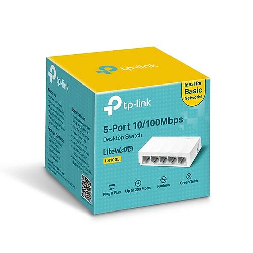 Tp-Link LS1005 5 Port 10/100 Mbps Plastik Beyaz Masast Switch