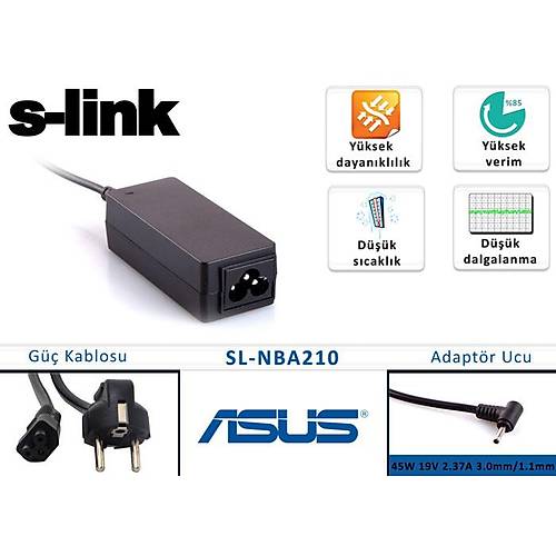 S-Link SL-NBA210 19V 2.37A 45W 3.0x1.1mm Asus Ultrabook Standart Adaptör