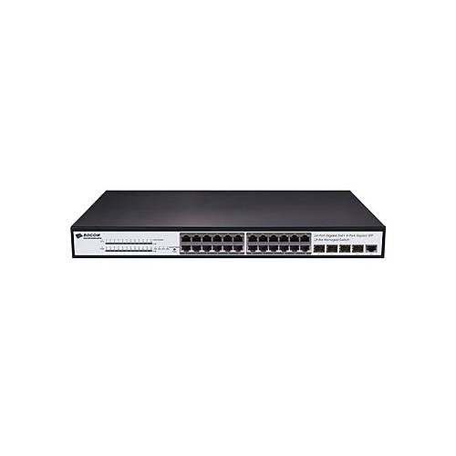 Bdcom S2500-24P4S 24 Port Gigabit PoE 4 Port SFP 370W Layer 3 Y�netilebilir PoE Switch