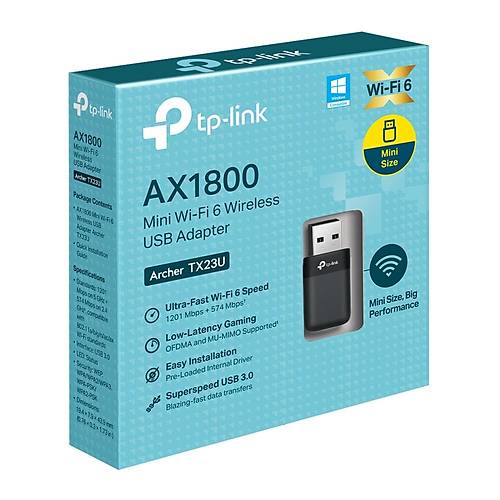 Tp-Link ARCHER TX23U AX1800 Dual Abnd Wi-Fi6 USB Klablosuz A� Adapt�r�