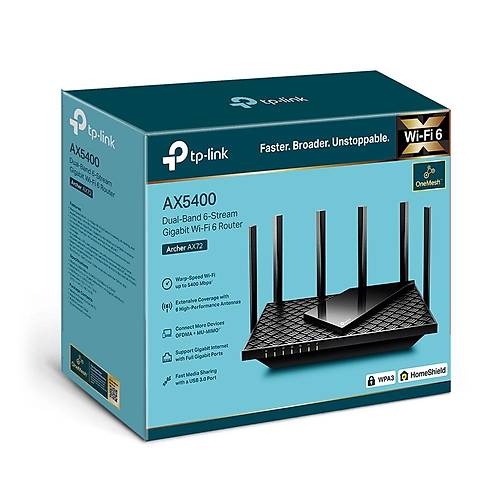 Tp-Link ARCHER AX72 AX5400 4 Gigabit Port 2.4-5Ghz Dual Bant Wi-Fi 6 Router