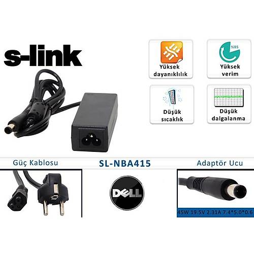 S-Link SL-NBA415 45W 19.5V 2.31A 7.4*5.0*0.6 Dell Notebook Standart Adaptr