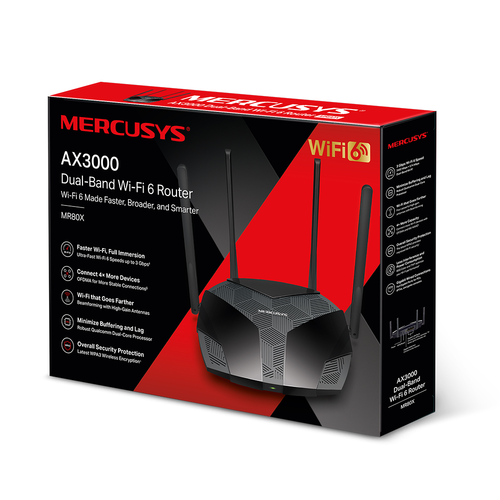 Tp-Link MR80X Mercuysy AX3000 Dula Band 4 Antenli Wi-Fi 6 Router Access Point