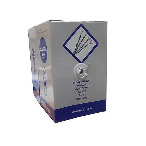 Beek BC-305-UU6-ECO 305 Mt CAT6 U/UTP Caa AWG23 Gri Data Kablosu