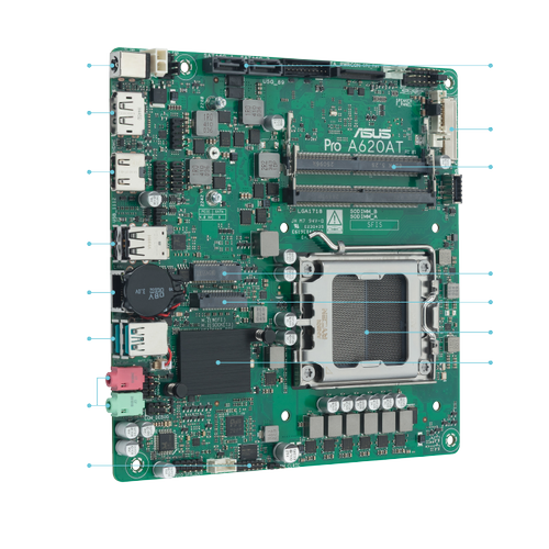 Asus PRO A620AT-CSM Sc-AM5 DDR5 6400Mhz M2 LVDS Balantl mini ITX AMD Anakart