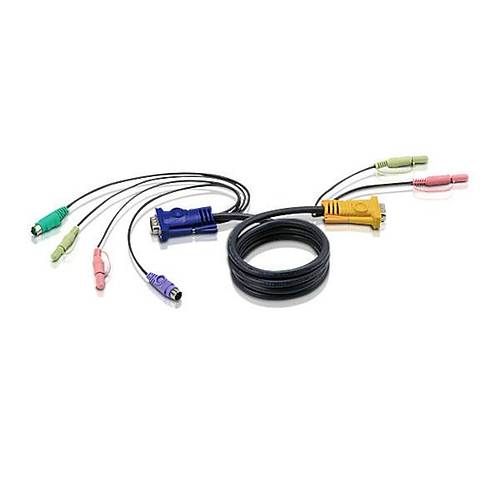 Aten 2L-5301P 1.2 Mt 3 in 1 SPHD Mikrofon Hoparl�e PS/2 KVm Swithc Kablosu