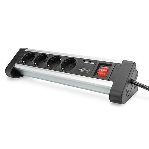 Digitus DA-70614 4 l 2xUSB Anahtarl Alimnyum Grup Priz