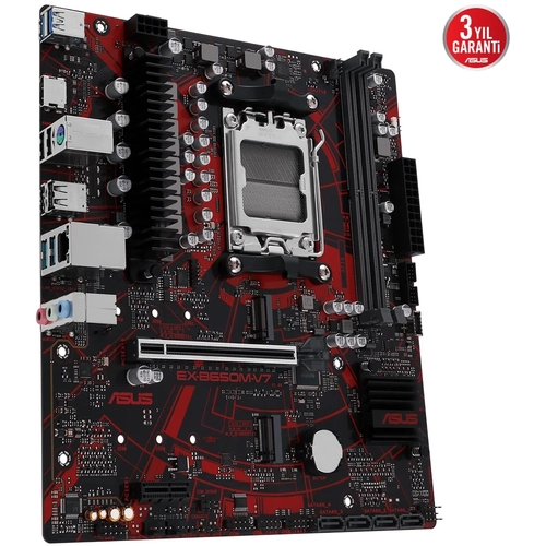 Asus EX-B650M-V7 Sc-AM5 B650 DDR5 7800Mhz M.2 2.5Gb Lan mATX AMD Anakart