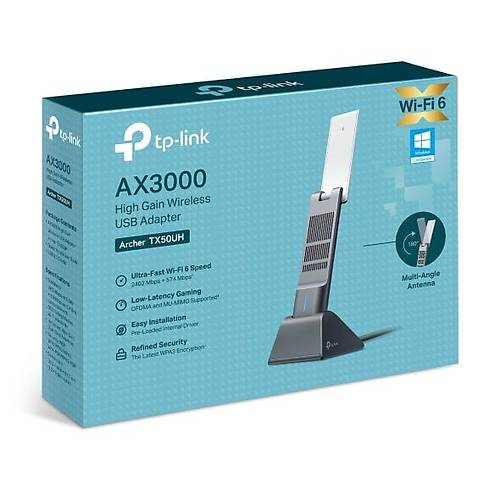 Tp-Link ARCHER TX50UH AX3000 WPA3 Dual Band USB 3.0 Wi-Fi 6 USB Kablosuz A Adaptr