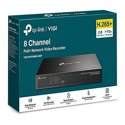 Tp-Link VIGI NVR1008H-8MP 8 Kanal 8 Mp 8 Port PoE 1 HDD VGA HDMI NVR Kayt Cihaz