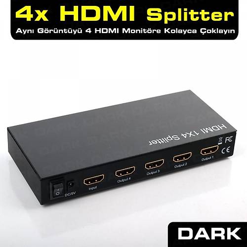 Dark DK-HD-SP4X1 1 Giri 4 kl 4K Full HD HDMI okayc Splitter