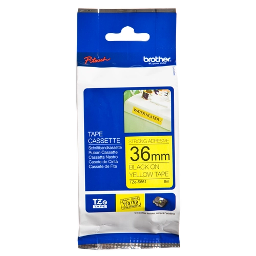 Brother P-Touch TZE-S661 36mm 8Mt Sar zerine Siyah Gl Yapkanl Laminasyonlu Etiket