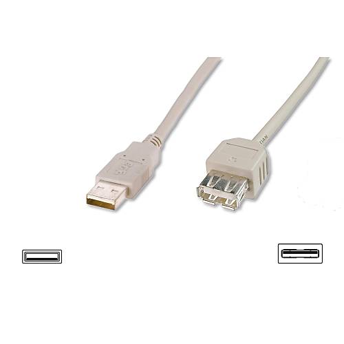 Digitus AK-300202-018-E 1.8 Mt USB 2.0 to USB 2.0 Erkek-Dii AWG28 UL Bej USB 2.0 Uzatma Kablosu