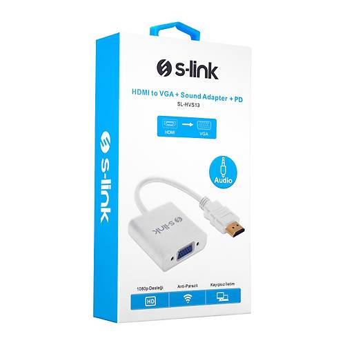 S-Link SL-HVS13 HDMI to VGA Audio microUSB Erkek-Dii Dntrc Adaptr