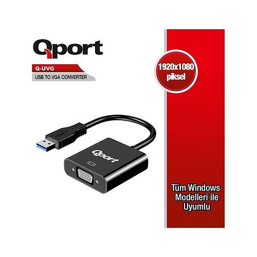 Qport Q-UVG USB 3.0 to VGA USB Ethernet Adaptr
