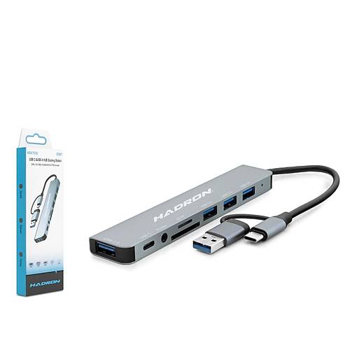 Hadron HDX7827 USB 3. USB Tyype C to 3 Port Usb 3.0 1 Port USB Type C SD TFT Kart Okuyucu