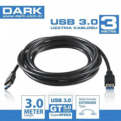 Dark DK-CB-USB3EXTL300 3 Mt USB 3.0 to USB 3.0 Erkek-Diþi USB 3.0 Uzatma Kablosu