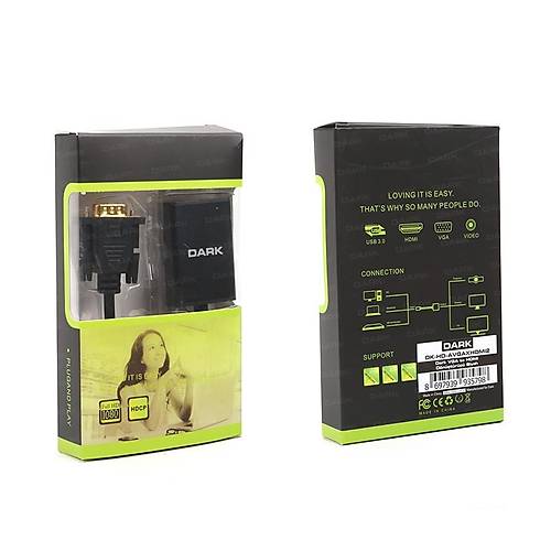Dark DK-HD-AVGAXHDMI2 Analog VGA Ses Dijital to HDMI Erkek-Dii Aktif Dntrc Adaptr