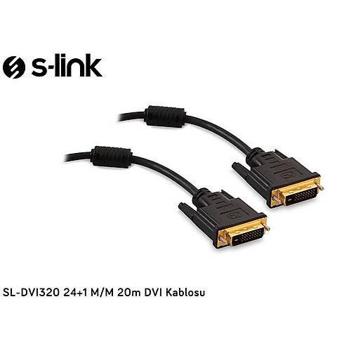 S-Link SL-DVI320 20 Mt DVI to DVI 24+1 Erkek-Erkek Siyah DVI Grnt Kablosu