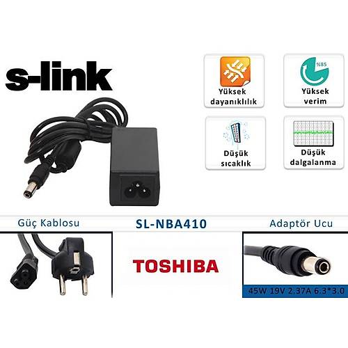 S-Link SL-NBA410 19V 2.37A 45W 6.3x3.0mm Toshiba Notebook Standart Adapt�r
