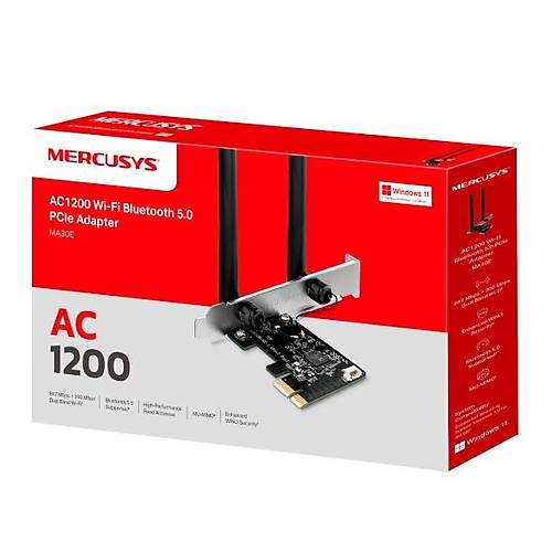 Tp-Link Mercusys MA30E AC1200 Dual Band 2 Antenli Bluetooth 5.0 PCIe Kablosuz A�a Adapt�r�