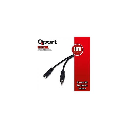 Qport Q-ST10 10 Mt 3.5mm t0 3.5 mm Jack Erkek-Di�i Ses Uzatma Kablosu