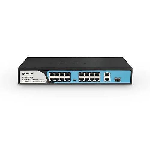 Bdcom S1200-16P2G1S 16 Port 10/100Mbps 2 Port Uplink 1 Port SFp 180W Poe Switch