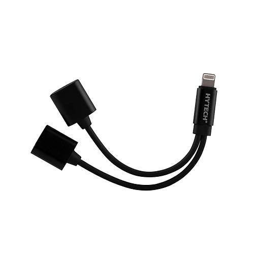 Hytech HY-XO38 Lightning to 2xLightning Erkek-Dii 2 in 1 arj+Kulaklk Lightning Metal Gvdeli evirici Kablo