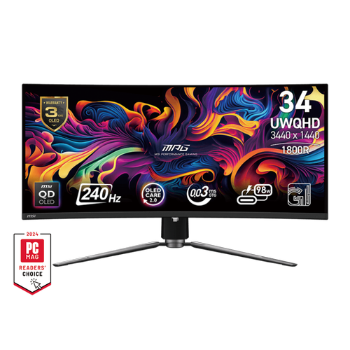 Msi MPG 341CQPX QD-OLED 34 inch 3440x1440 0.03ms 240Hz HDMI DP 1800R Adaptive-SYNC Curved Oyuncu Monitr