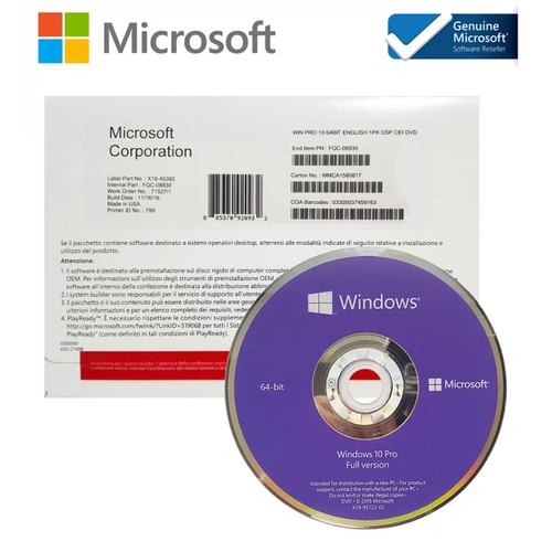 Microsoft FQC-08929 Oem Windows 10 Pro 64 Bit ngilizce letim Sistemi