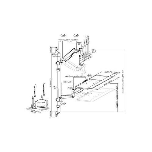 Digitus DA-90372 17 - 32 inch 1-8 Max. 1-8 Kg Workstation Sit Stand